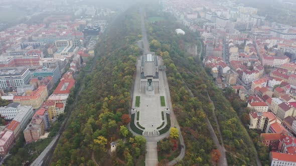 Aerial View of National Monument on Vitkov Hill - National War Memorial and History Museum, Prague