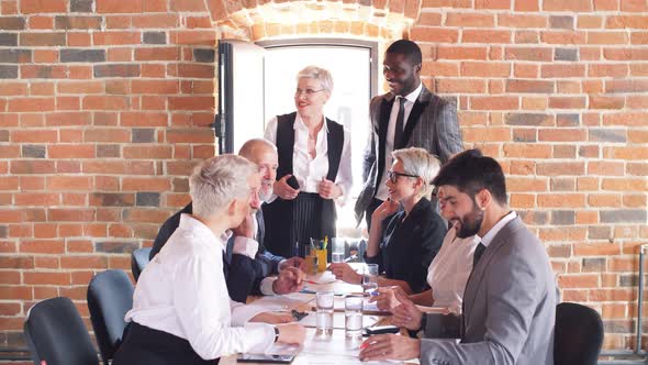 Multiracial Business Team Workers Gather Talking Discussing at New Online Project