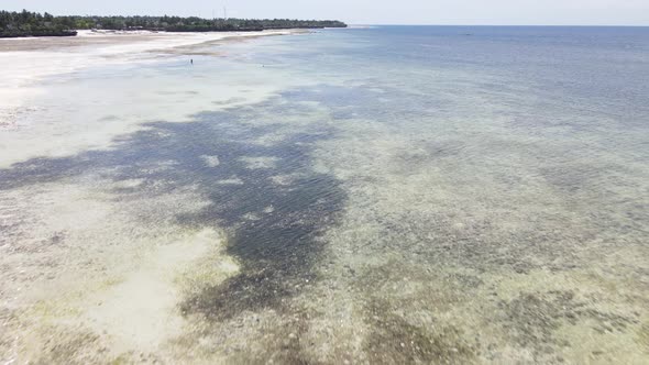 Aerial View of Low Tide in the Ocean Near the Coast of Zanzibar Tanzania