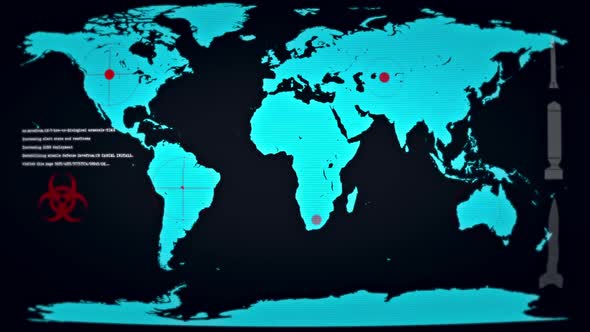 World Under Biological Attack Shown on a Digital Monitor