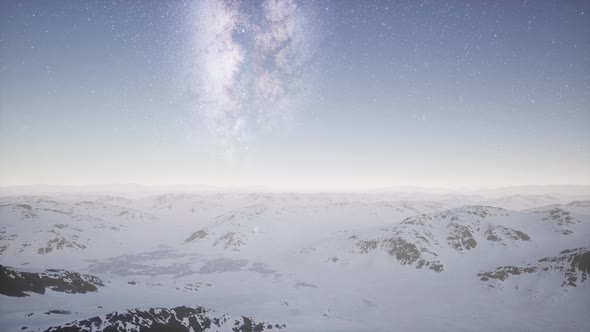 Milky Way Above Snow Covered Terrain