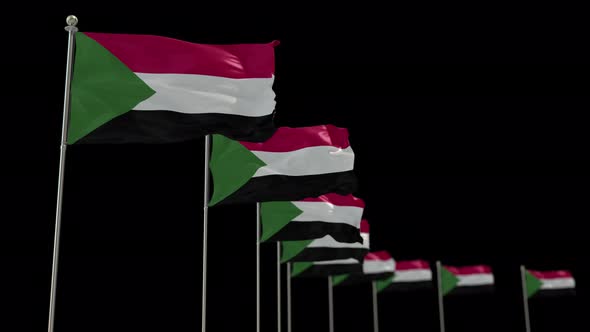 Sudan Row Of Flags Animation Include Alpha Channel