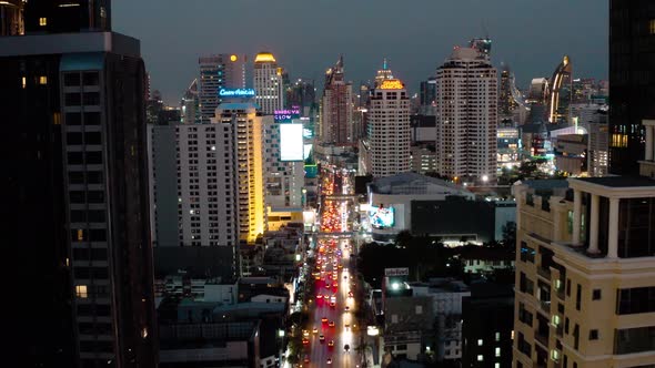 Siam and Rachathewi Districts Aerial Views Rooftop Bar in Bangkok Thailand