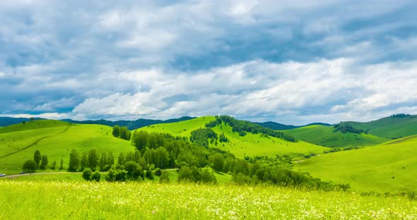 Mountain Meadow Timelapse at the Summer or Autumn Time