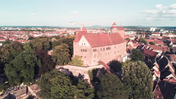 Nuremberg Cityscape Aerial View From City Castle on a Beautiful Sunset