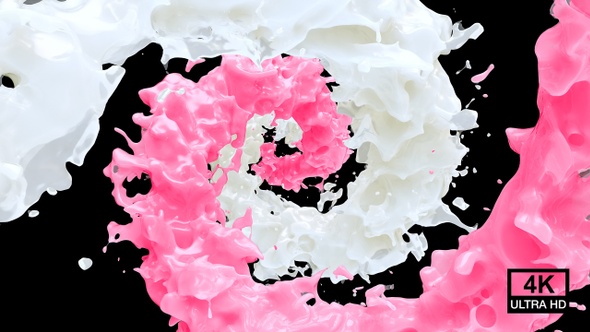 Spinning Twisted Milk And Strawberry Milkshake Splash 4K alt