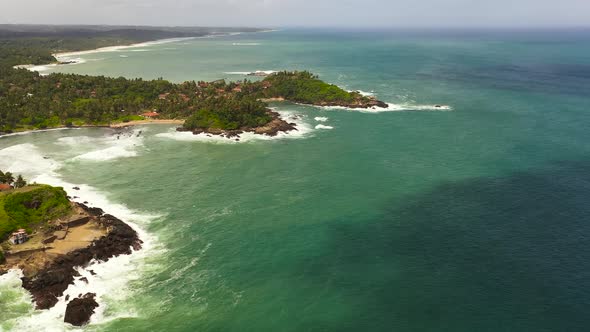 Coastline and Ocean on the Island of Sri Lanka