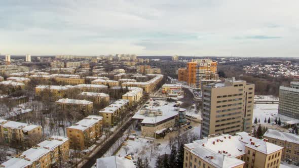 Kharkiv City From Above Timelapse at Winter