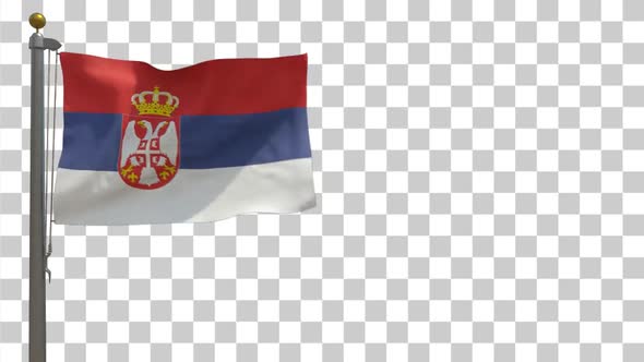 Serbia Flag on Flagpole with Alpha Channel