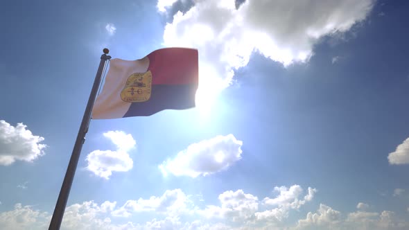 Memphis City Flag (Tennessee) on a Flagpole V4 - 4K