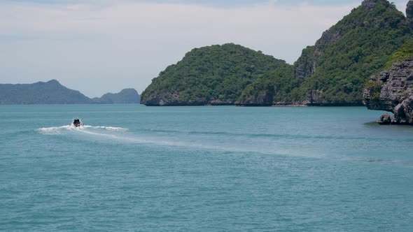 Group of Islands in Ocean at Ang Thong National Marine Park Near Touristic Samui Paradise Tropical