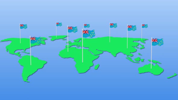 Flag Of Tuvalu Wavy Animated On Earth