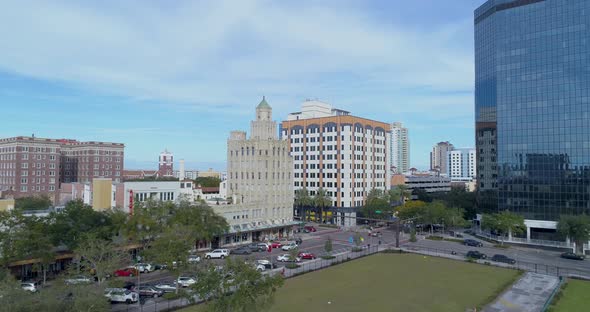 4K Aerial Video of Snell Arcade, Princess Martha Hotel, Kress Drug Store and BB&T Bank Building in D