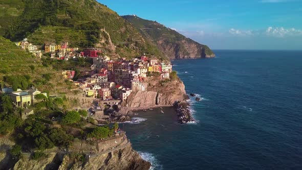 Aerial View of Manarola in Cinque Terre Italy