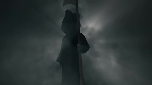 Halloween Death Grim Reaper Idle in Scary Foggy Background