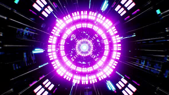 Fast Through Blinking Purple Neon Light Futuristic Vj Tunnel Loop 4K