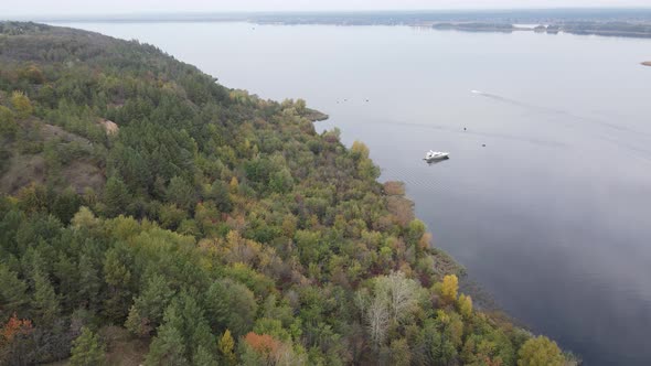 Aerial View of the Dnipro River - the Main River of Ukraine