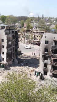 Vertical Video of a Destroyed Building in Borodyanka Ukraine