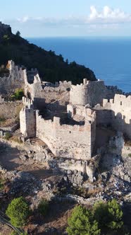 Vertical Video Alanya Castle  Alanya Kalesi Aerial View