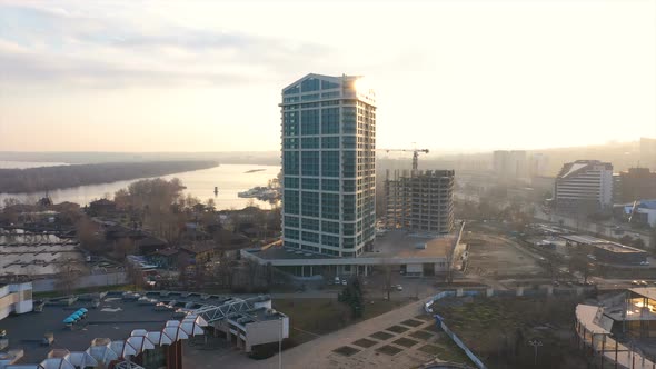 Evening Dnipro City Aerial View 6