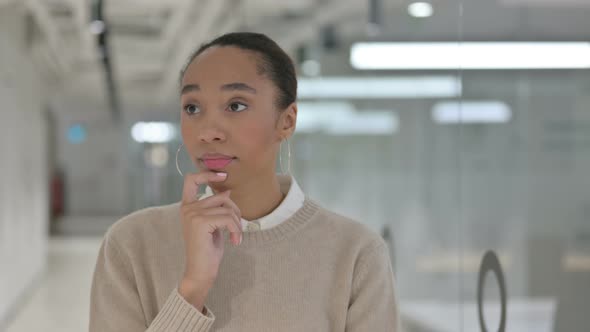 Pensive African Woman Thinking New Plan