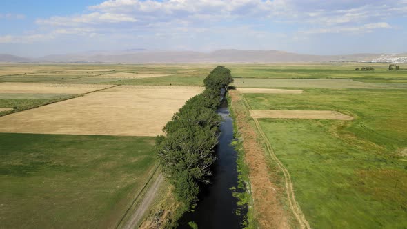 irrigation canal and farmland