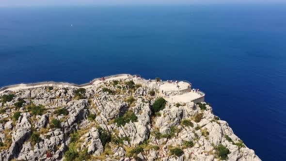 Aerial Drone Video Footage of Coast with Mountains and Rocks of Cape Formentor