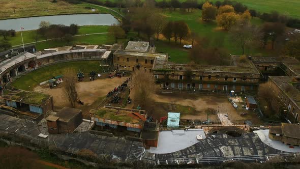 Ariel view of Coalhouse Fort in East Tilbury, Essex. A historic artillery fort that was built to pro