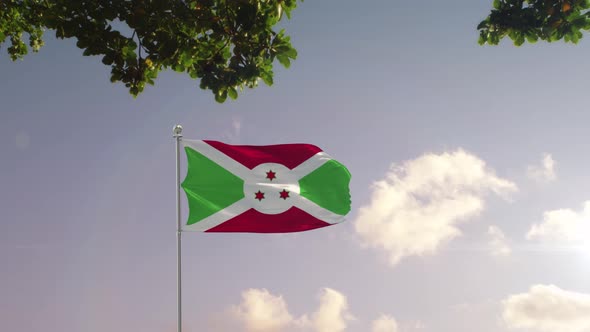 Burundi Flag With  Modern City 