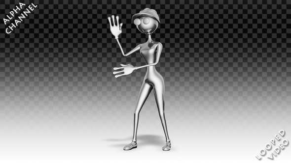 3D Silver Woman - Cartoon Robot Dance