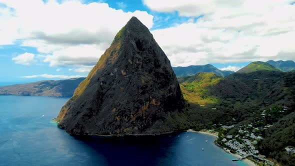 St Lucia Caribbean Huge Pitons Drone View at Saint Lucia Sugar Beach St Lucia Mountains