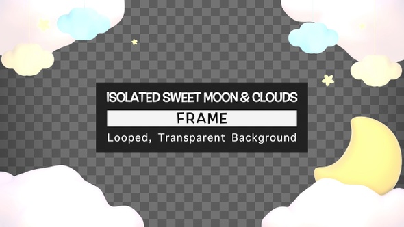 Isolated Sweet Moon And Clouds Frame alt