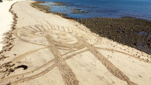 Sand Art At The Coastal Bay Of Bahia De Los Angeles In The State Of Baja California, Mexico. aerial