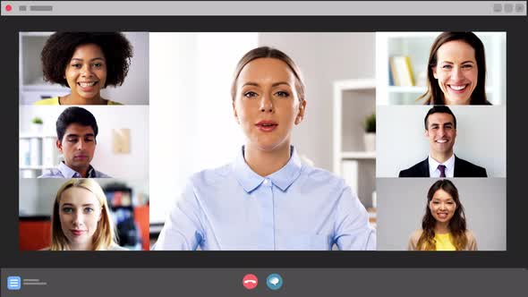 Screen with People Having Group Video Conference