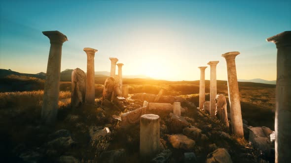 Old Roman Temple Ruins at Sunset alt
