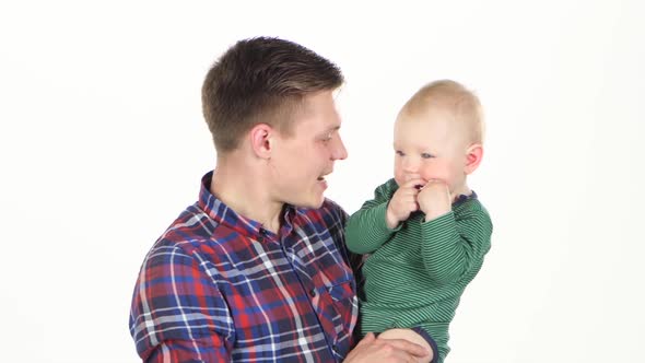 Father Playing with His Baby, White