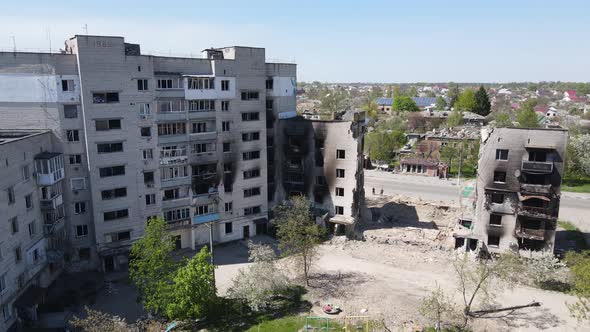 Destroyed Residential Building in Borodyanka Kyiv Region Ukraine