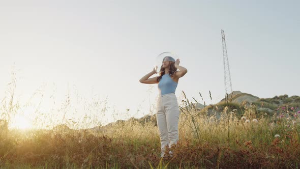 Girl Focuses Outdoors in the Nature