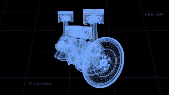 Piston and crankshaft x-ray animation.