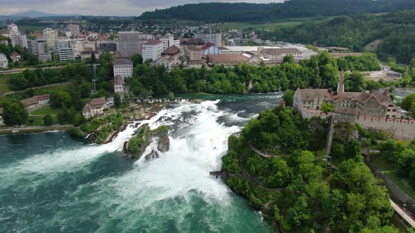 The Rhine Falls (Rheinfall), most powerful waterfall in Europe, Switzerland