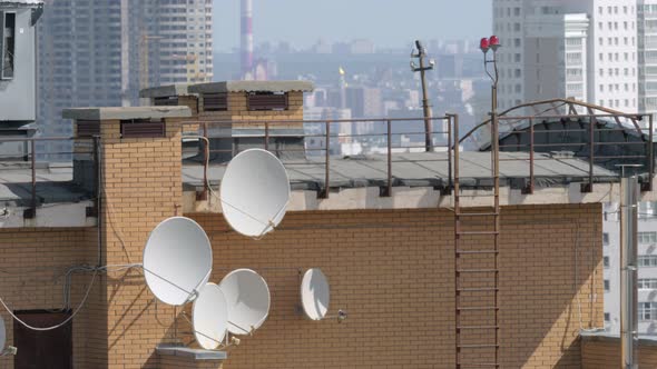 Satellite dishes on the house roof