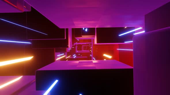 Retro Tunnel With Neon Rays 02