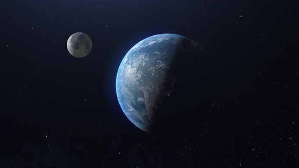 Ultra Realistic Earth with Moon 4K