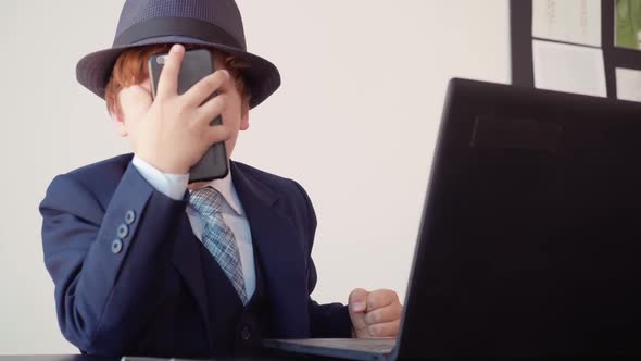 Angry Boss Screaming While Mobile Conversation By Smartphone on Speakerphone in Business Office