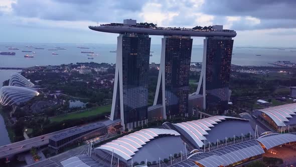 Marina Bay and Garden By the Bay Aerial View in Singapore