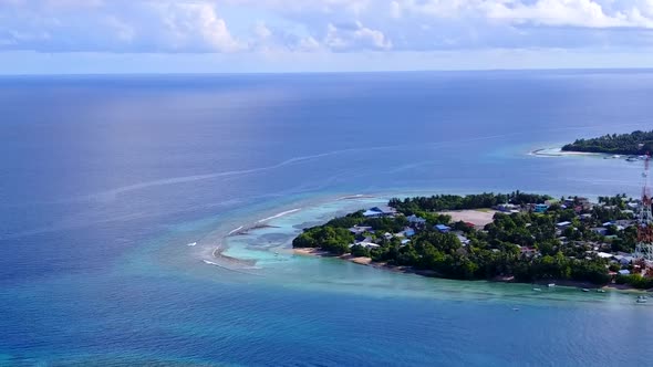 Aerial drone abstract of sea view beach journey by blue lagoon with sand background