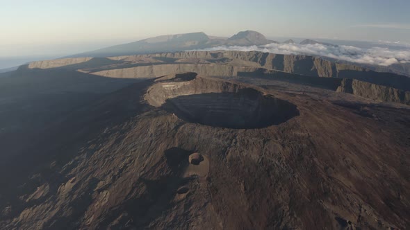 Aerial view of Piton de la Fournaise, Saint Benoit, Reunion.