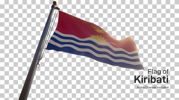 Kiribati Flag on a Flagpole with Alpha-Channel