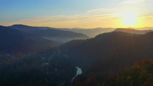 Aerial Drone Video Flying Over Carpathians Mountains, Ukraine, Europe