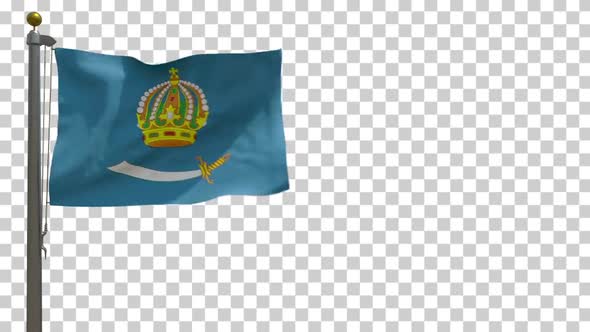 Astrakhan Oblast Flag (Russia) on Flagpole with Alpha Channel - 4K